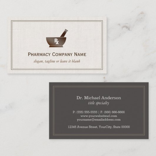 RXシンボル薬局の化学者の会社 – クラシックLinen 名刺 (正面/裏面)