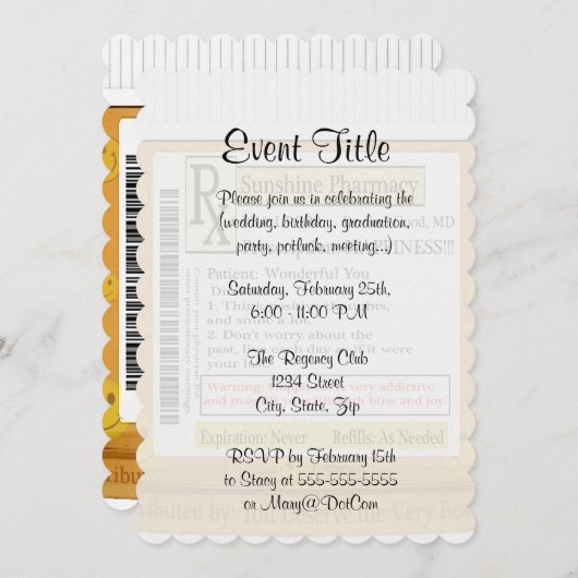 RXハピネおもしろいス処方箋 招待状 (正面/裏面)