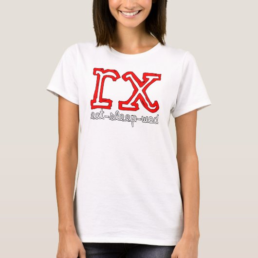 RX – スリープ食べWODレディースバーンアウトTシャツ Tシャツ (正面)