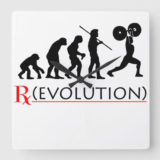 RX - Evolution Chart "Elite Fitness" Wall Clock スクエア壁時計 (正面)