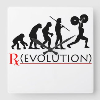 RX - Evolution Chart "Elite Fitness" Wall Clock スクエア壁時計