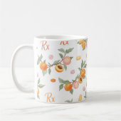 Rx Prescription Peach Pill Pattern Pharmacy コーヒーマグカップ (左)
