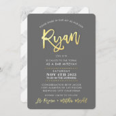 RYANグカスタムレイ金ゴールド用のバーモダン(ユダヤ教の)バル・ミツバーフェイク 招待状 (正面/裏面)