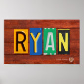 RYANライセンスプレートレタリング名署名ポスター ポスター (正面)