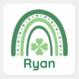 Ryan ネーム 四つ葉 バーミー レインボー スクエアシール
