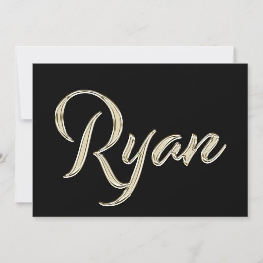 Ryan Name white gold Handwriting Karte カード (正面)