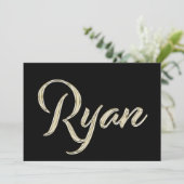 Ryan Name white gold Handwriting Karte カード (スタンド正面)