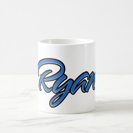 Ryan Vorname Name blue Tasse Kaffeetasse コーヒーマグカップ (中央)