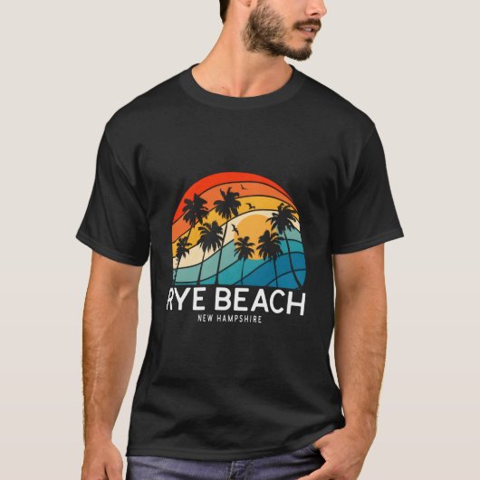 Rye Beach New Hampshire Palm Tree Tropical Beach Tシャツ (正面)