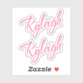 Ryleigh名pink cursive x2 シール (シート)