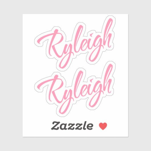 Ryleigh名pink cursive x2 シール (シート)