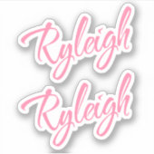 Ryleigh名pink cursive x2 シール (正面)