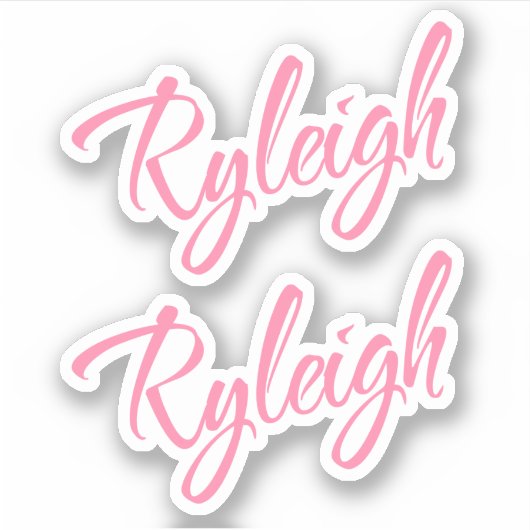 Ryleigh名pink cursive x2 シール (正面)