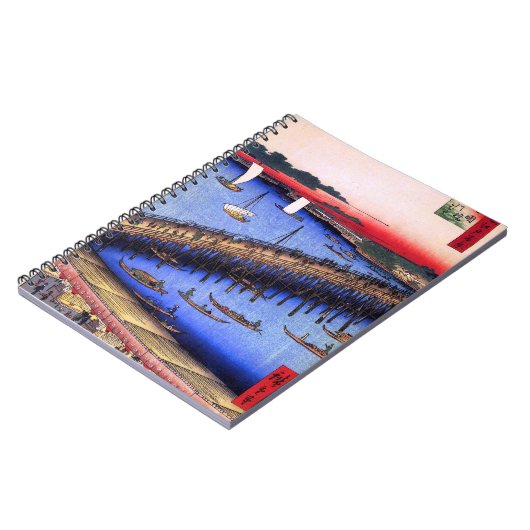 Ryōgoku橋および素晴らしい川岸(両国橋大川ばた) ノートブック (左側)