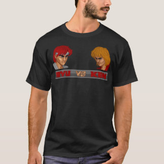 RYU VS KEN ロゴ 黒 バック透明 Tシャツ
