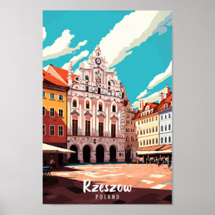 Rzeszowポーランドヴィンテージトラベルプレイスイラストレーション ポスター