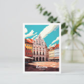 Rzeszowポーランドヴィンテージトラベルプレイスイラストレーション ポストカード (スタンド正面)