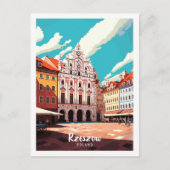 Rzeszowポーランドヴィンテージトラベルプレイスイラストレーション ポストカード (正面)
