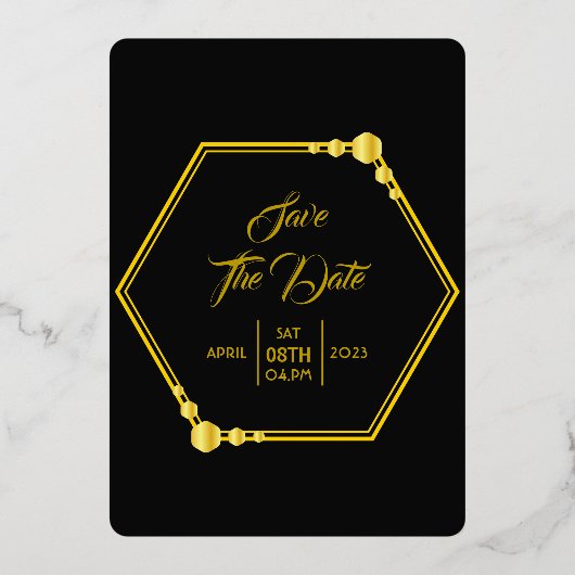 sおよ結婚びエレガントクラシック金箔箔ベクトル 箔招待状 (裏面)