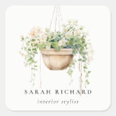 sつるフローラハウスプラントウォーターカラーボタニカル スクエアシール (正面)