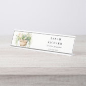 sつるフローラハウスプラントウォーターカラーボタニカル デスクネームプレート (正面)