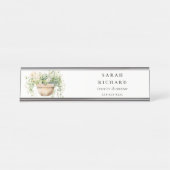 sつるフローラハウスプラントウォーターカラーボタニカル デスクネームプレート (正面)