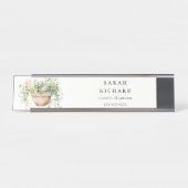 sつるフローラハウスプラントウォーターカラーボタニカル デスクネームプレート (正面)