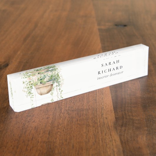sつるフローラハウスプラントウォーターカラーボタニカル デスクネームプレート (側面)