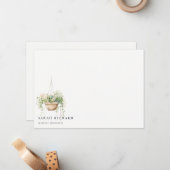 sつるフローラハウスプラントウォーターカラーボタニカル ノートカード (正面/裏面インサイチュ)