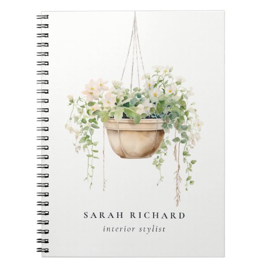 sつるフローラハウスプラントウォーターカラーボタニカル ノートブック (正面)