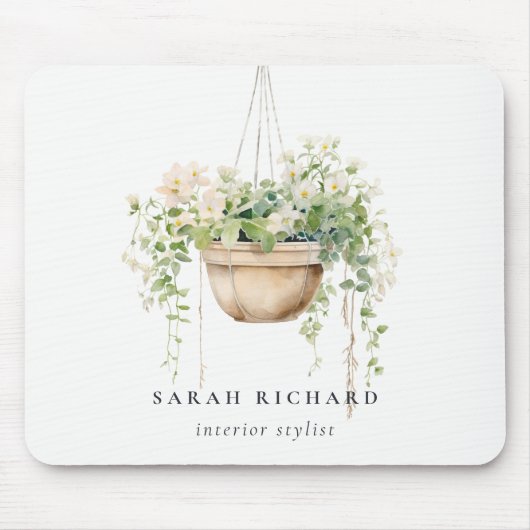 sつるフローラハウスプラントウォーターカラーボタニカル マウスパッド (正面)