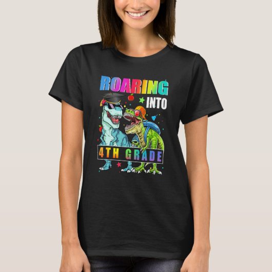 Sに戻る4年生かわいい恐竜バックパック轟音 Tシャツ (正面)