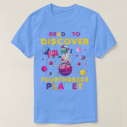Sに戻る4年生の宇宙飛行士を発見する準備ができている Tシャツ (デザイン正面)