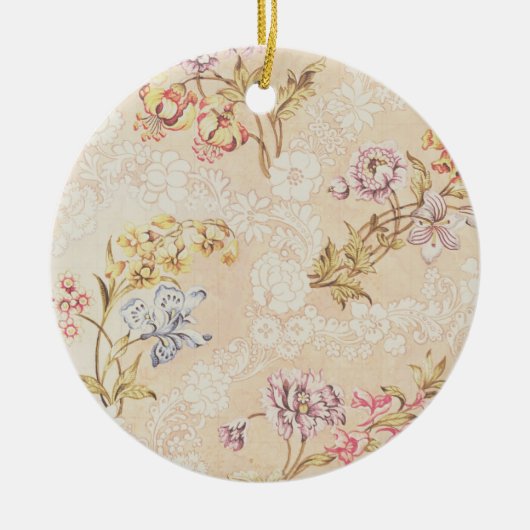 Sのためのシャクヤク、ユリおよびバラとの花柄 セラミックオーナメント (正面)