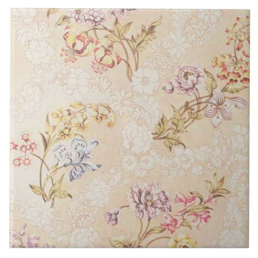 Sのためのシャクヤク、ユリおよびバラとの花柄 タイル (正面)