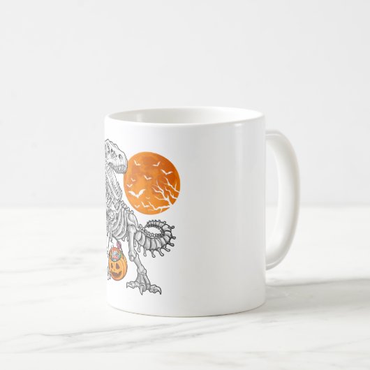 Sのためのハロウィーン男の子のための恐竜スケルトンTレックス コーヒーマグカップ (正面右)