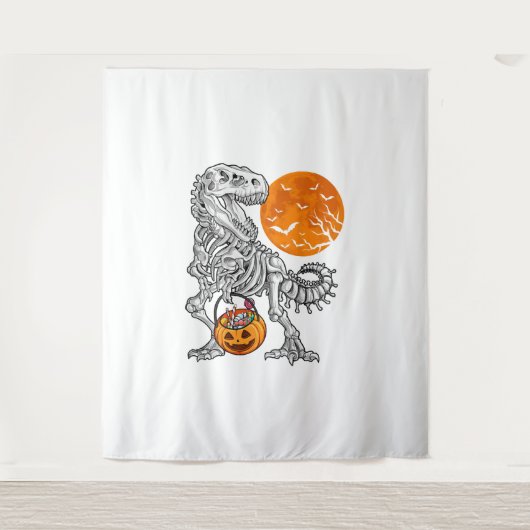 Sのためのハロウィーン男の子のための恐竜スケルトンTレックス タペストリー (正面)