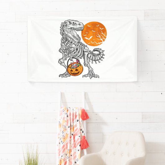 Sのためのハロウィーン男の子のための恐竜スケルトンTレックス 横断幕 (インサイチュ)