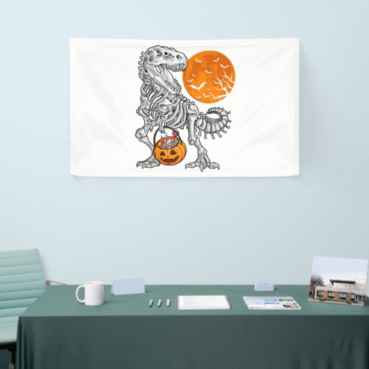 Sのためのハロウィーン男の子のための恐竜スケルトンTレックス 横断幕 (トレードショー)