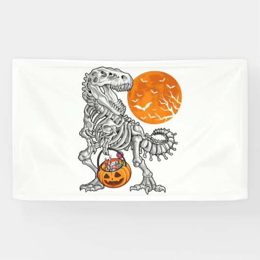 Sのためのハロウィーン男の子のための恐竜スケルトンTレックス 横断幕 (横)