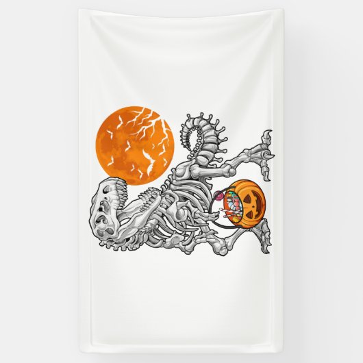 Sのためのハロウィーン男の子のための恐竜スケルトンTレックス 横断幕 (縦)