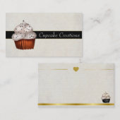 sのエレガントな銀製のカップケーキのベーカリーの名刺 名刺 (正面/裏面)