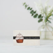 sのエレガントな銀製のカップケーキのベーカリーの名刺 名刺 (スタンド正面)