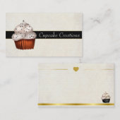 sのエレガントな銀製のカップケーキのベーカリーの名刺 名刺 (正面/裏面)