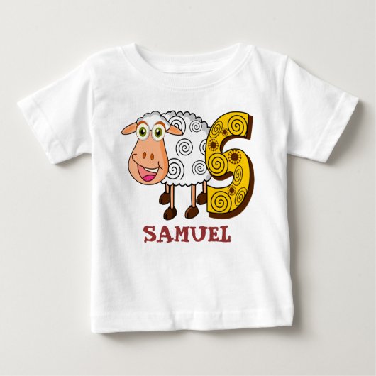 Sのヒツジの名前入りな子供 ベビーTシャツ (正面)