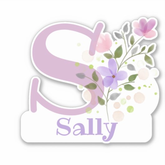 Sの文字でSallyと書くステッカー カットアウト シール (正面)
