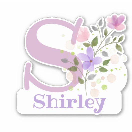 Sの文字でShirleyと名前ステッカーカットアウト シール (正面)