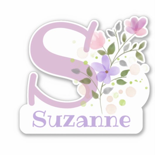 Sの文字でSuzanneと書いたステッカー カットアウト シール (正面)