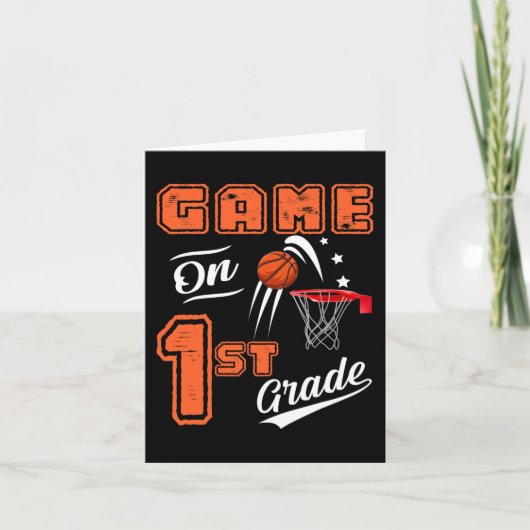 Sの最初の日のおもしろいの最初のグレードのバスケットボールのゲーム カード (正面)