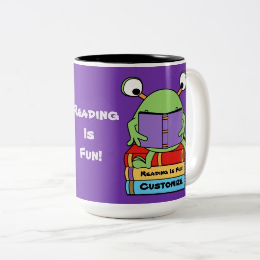 sの読おもしろいかわいい本を愛するエイリアンマグカップ ツートーンマグカップ (正面右)